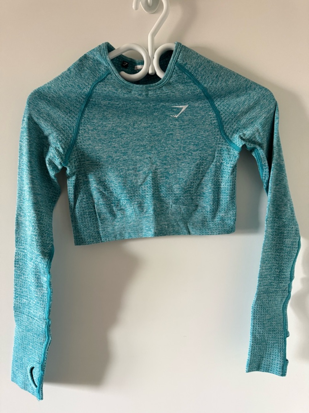 Gymshark Teal Heathered Cropped Long Sleeve Top